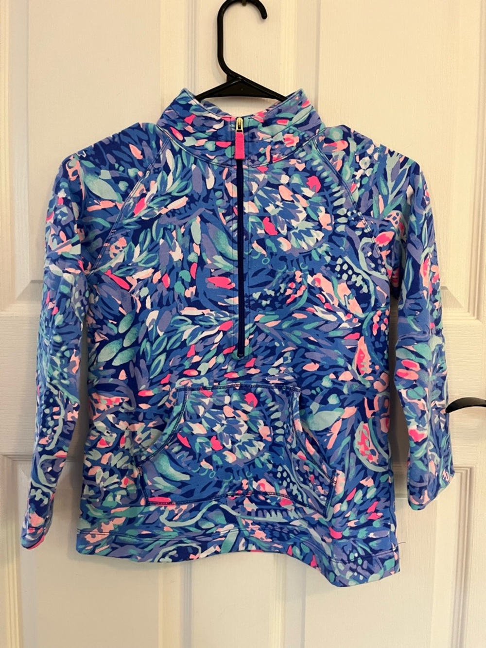 Lilly Pulitzer Blue Multi-Color Floral Zip Pullover